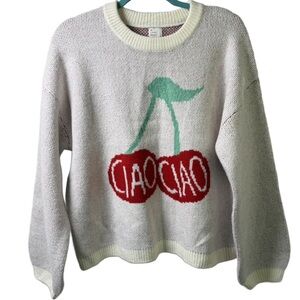 a new day Cherry Graphic Sweater - Red and Cream